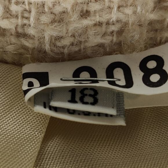 Vintage 80s Cream Wool Tweed Overcoat Double Breasted One Button Size 12 - Picture 15 of 16